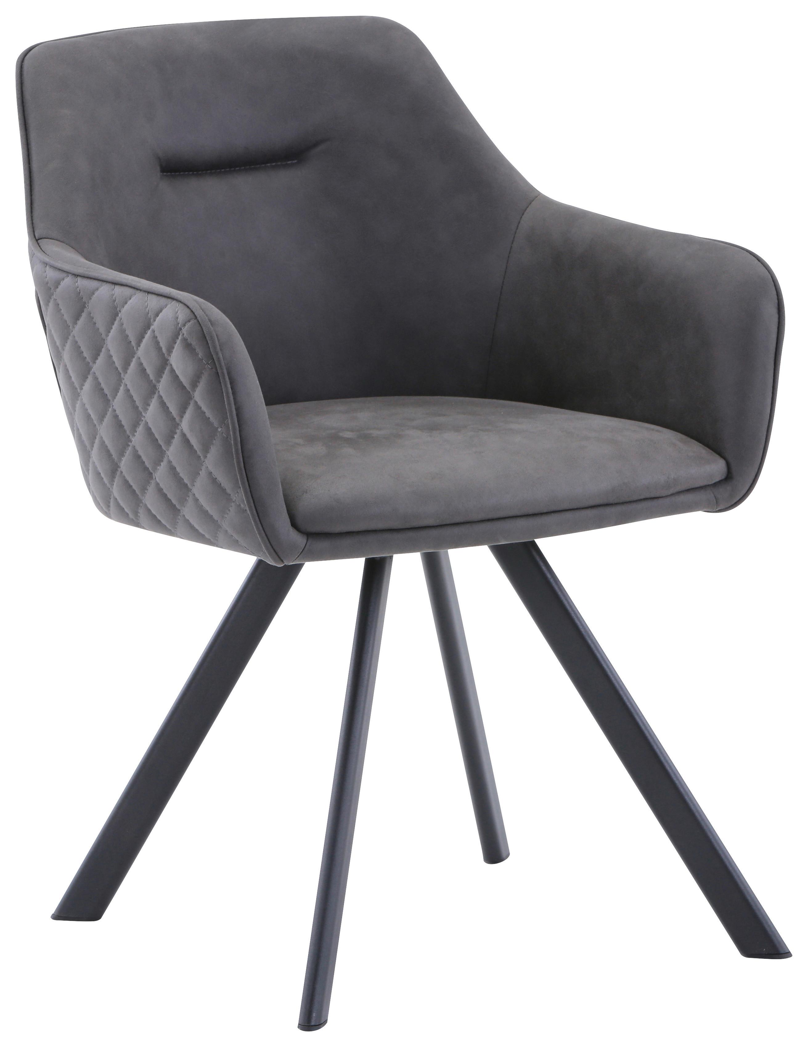 KRZESŁO Z PODŁOKIETNIKAMI MARKO - czarny/szarobrązowy, Design, metal/tkanina (59/80/60cm) - Hom`in