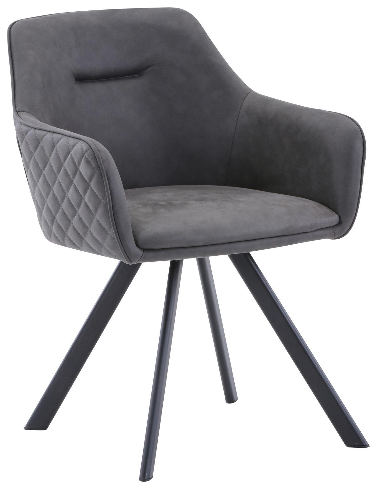 KRZESŁO Z PODŁOKIETNIKAMI MARKO - czarny/szarobrązowy, Design, metal/tkanina (59/80/60cm) - Hom`in