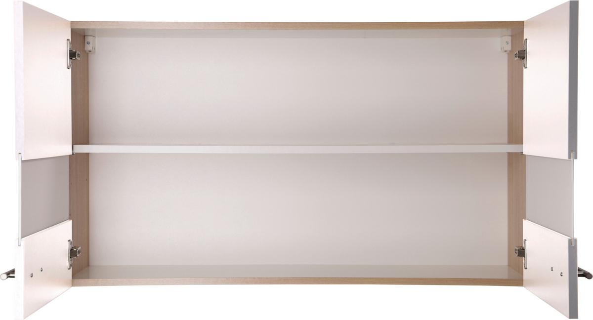 Kuhinjska Zgornja Omarica Merle, Barva Hrasta, Bela - srebrne barve/barve hrasta, Basics, kovina/steklo (100/56,1/34,6cm) - Respekta