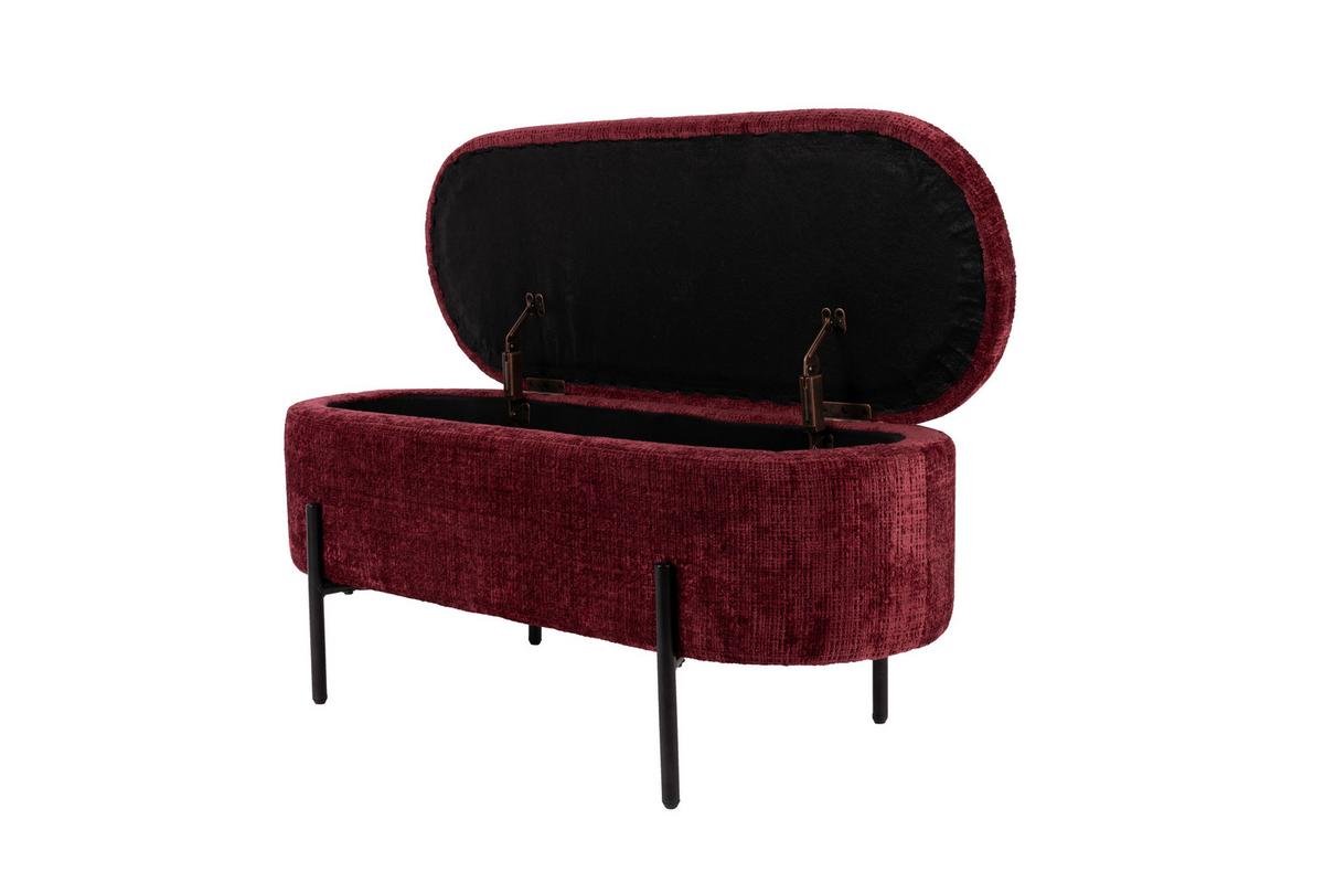 Hockerbank B412828-5 Carla - Schwarz/Dunkelrot, Design, Textil/Metall (95/36/43cm) - Globo