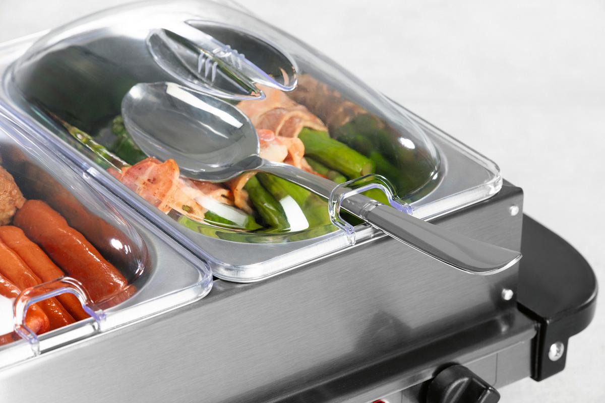 PODGRZEWACZ BUFETOWY 16442 - kolor srebrny/czarny, Basics, tworzywo sztuczne/metal (54,6/14,7/27,8cm) - GOURMETMAXX