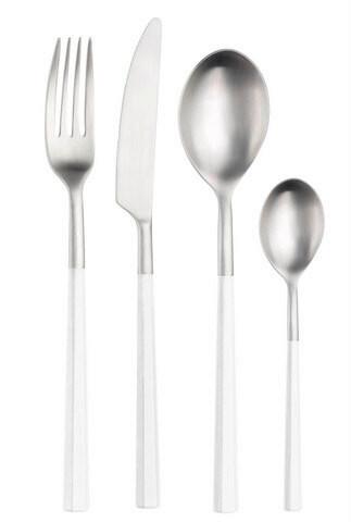 Jedilni Pribor Hive, 16-Delni - barve nerjavečega jekla/bela, Basics, kovina/umetna masa - Pintinox