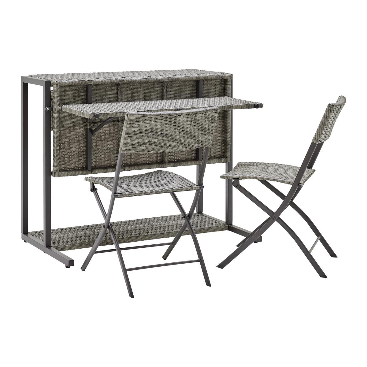 Balkonski Set Mario - sivo-smeđa, Moderno, tekstil/metal (110/86,5/80cm) - Bessagi Garden