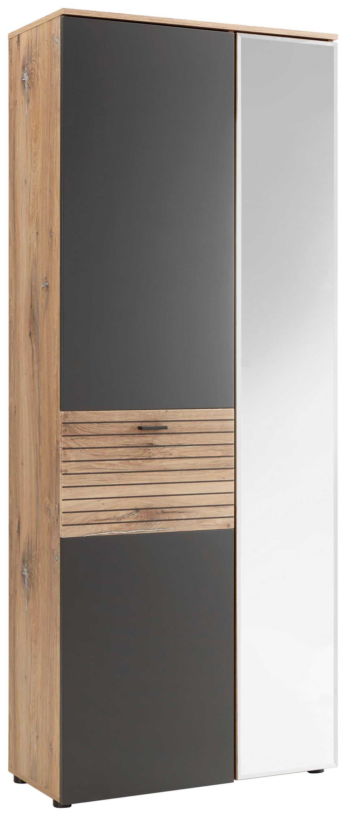 Garderobenschrank in Graphitfarben/Eichefarben - Eichefarben/Graphitfarben, Modern (82/204/38cm) - Premium Living