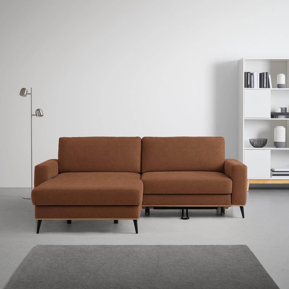 Wohnlandschaft Romeo Rostfarben - Rostfarben/Schwarz, KONVENTIONELL, Holz/Textil (167/87/234cm) - Zandiara