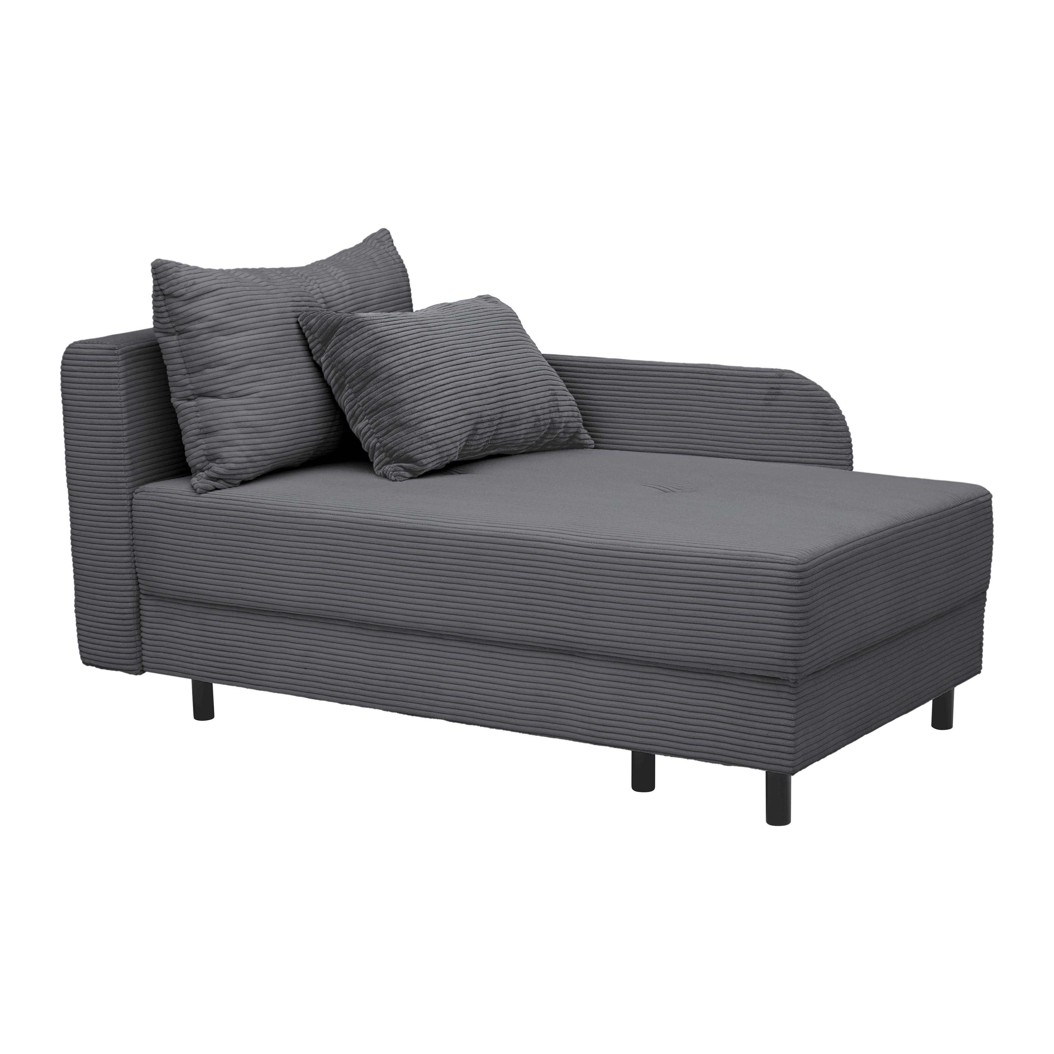 Liege Nova Dunkelgrau - Dunkelgrau/Schwarz, MODERN, Holz/Textil (85/62/145cm) - Mömax