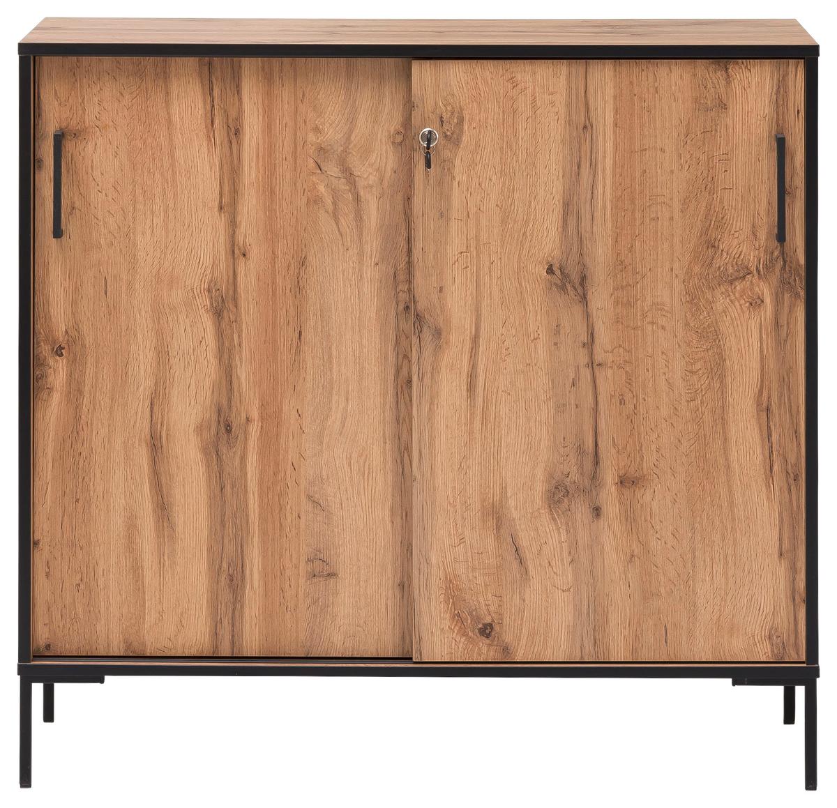 Kommode "Serie 2000" , eiche - Eichefarben/Schwarz, KONVENTIONELL, Holzwerkstoff/Metall (100,1/96,6/41cm) - MID.YOU
