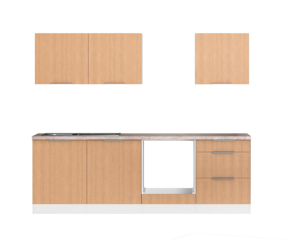 Küchenleerblock Glasgow o. Geräte Weiß/Eichefarben - Eichefarben/Beige, LIFESTYLE, Holzwerkstoff/Metall (240cm) - Held