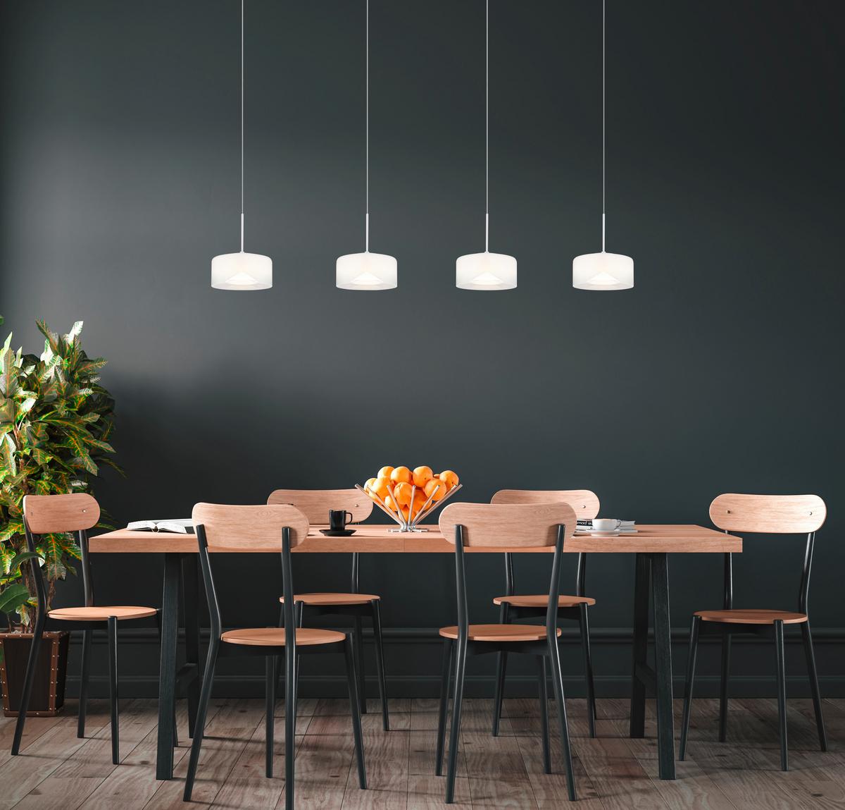 LED-HÄNGELEUCHTE 16024-4W  BELINDA - Klar/Weiss, Konventionell, Glas/Kunststoff (105/15/150cm) - Globo