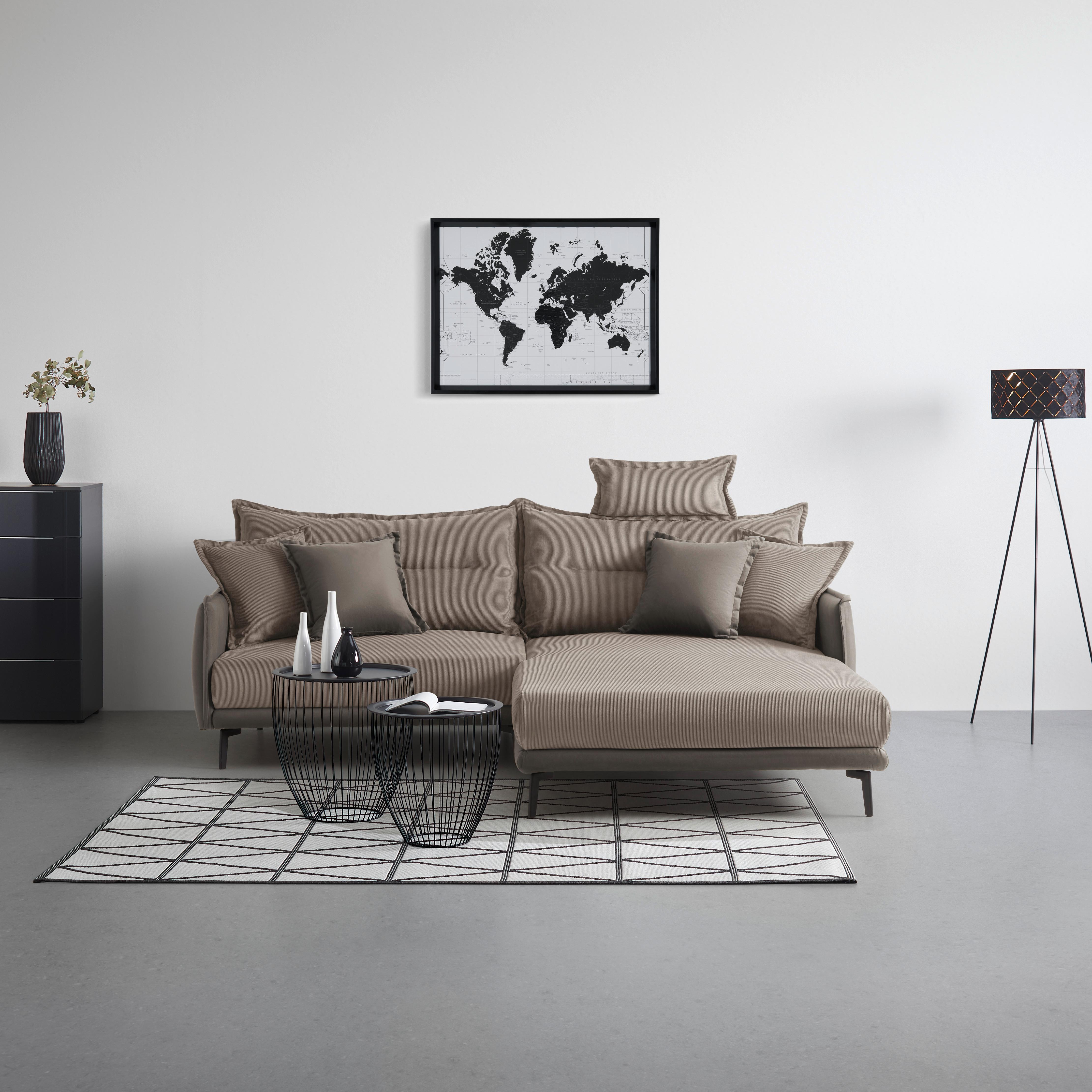 Ecksofa Nuovo Taupe - Taupe/Schwarz, MODERN, Textil/Metall (245/72-113/190cm) - Mömax