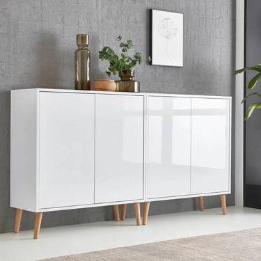 Sideboard Mailand Set 2 Weiß - Weiß Hochglanz/Weiß, MODERN, Holz/Holzwerkstoff (158/86/33cm) - MID.YOU