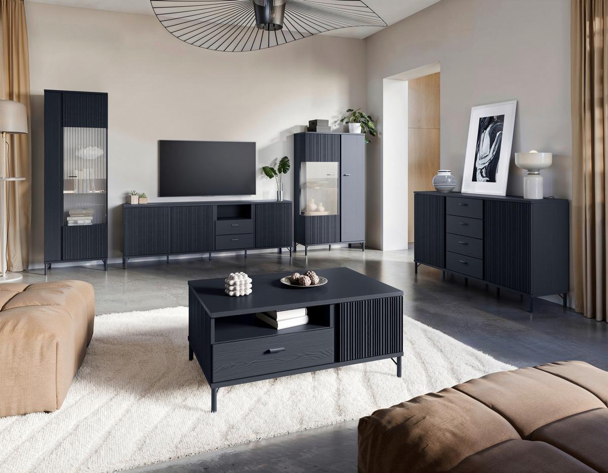 Komoda Lusaka - crna, Trend, drvni materijal/metal (150/87/40cm) - Premium Living