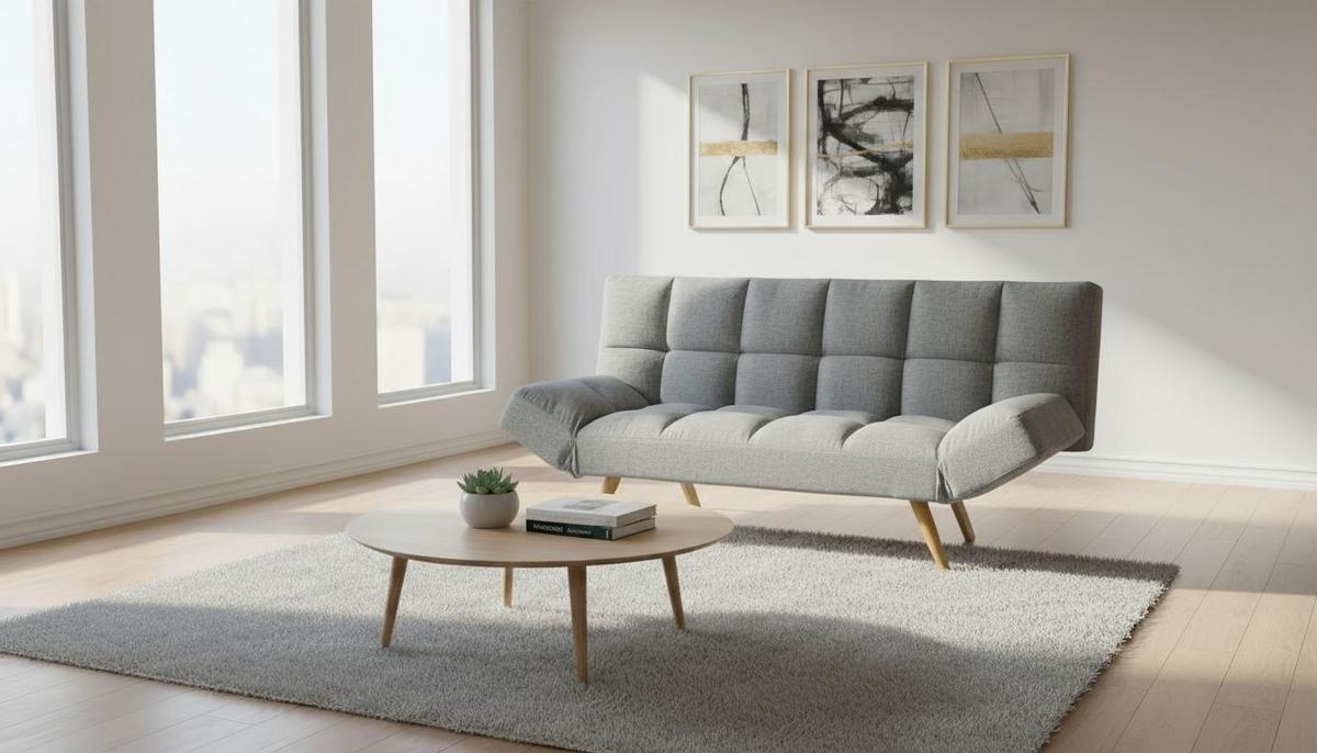 SOFA Z FUNKCJĄ SPANIA ASHTON - kolor naturalny/jasnoszary, Design, metal/tkanina (182/87/82cm) - Livetastic