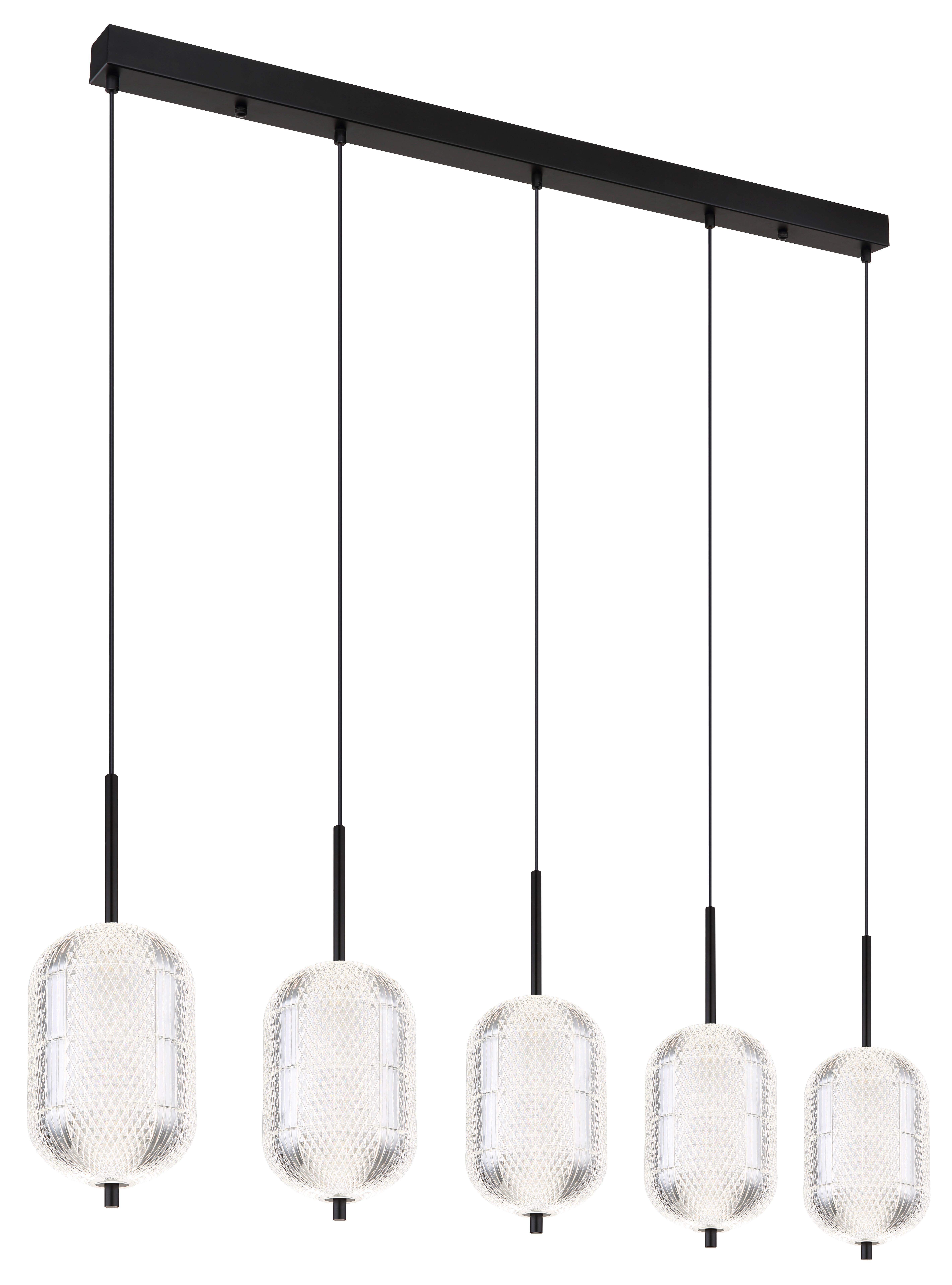 Led-hängeleuchte 16043-5h - Klar/Schwarz, Konventionell, Kunststoff/Metall (118/15/120cm) - Globo