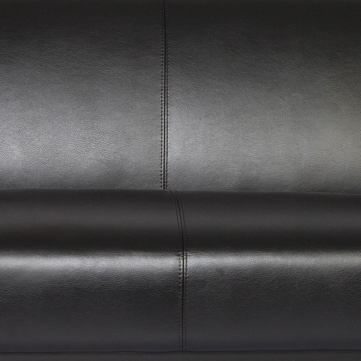 3-Sitzer-Sofa Bali Black Schwarz Lederlook - Schwarz, MODERN, Textil/Metall (159/78/71cm) - MID.YOU
