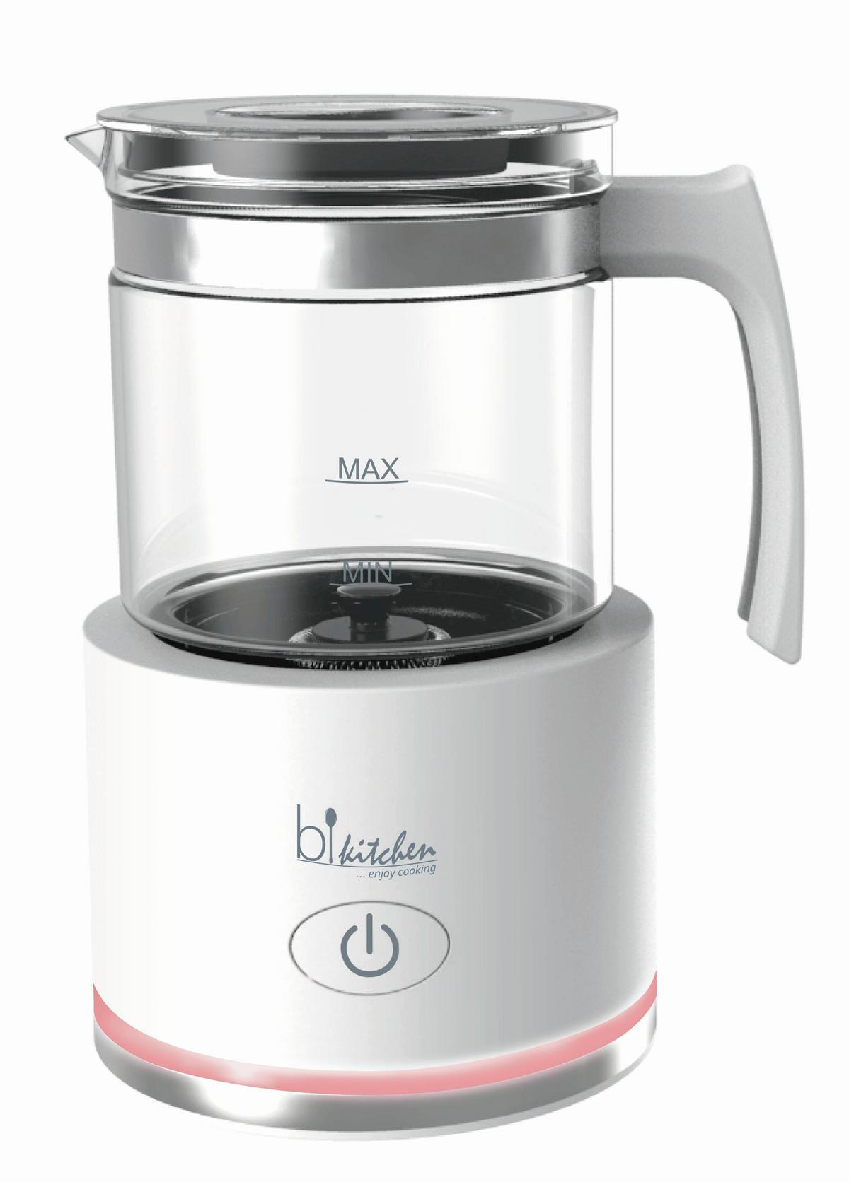 SPIENIACZ DO MLEKA MILK 250 - biały, Basics, tworzywo sztuczne/szkło (15,5/20,9/11,7cm) - Bikitchen