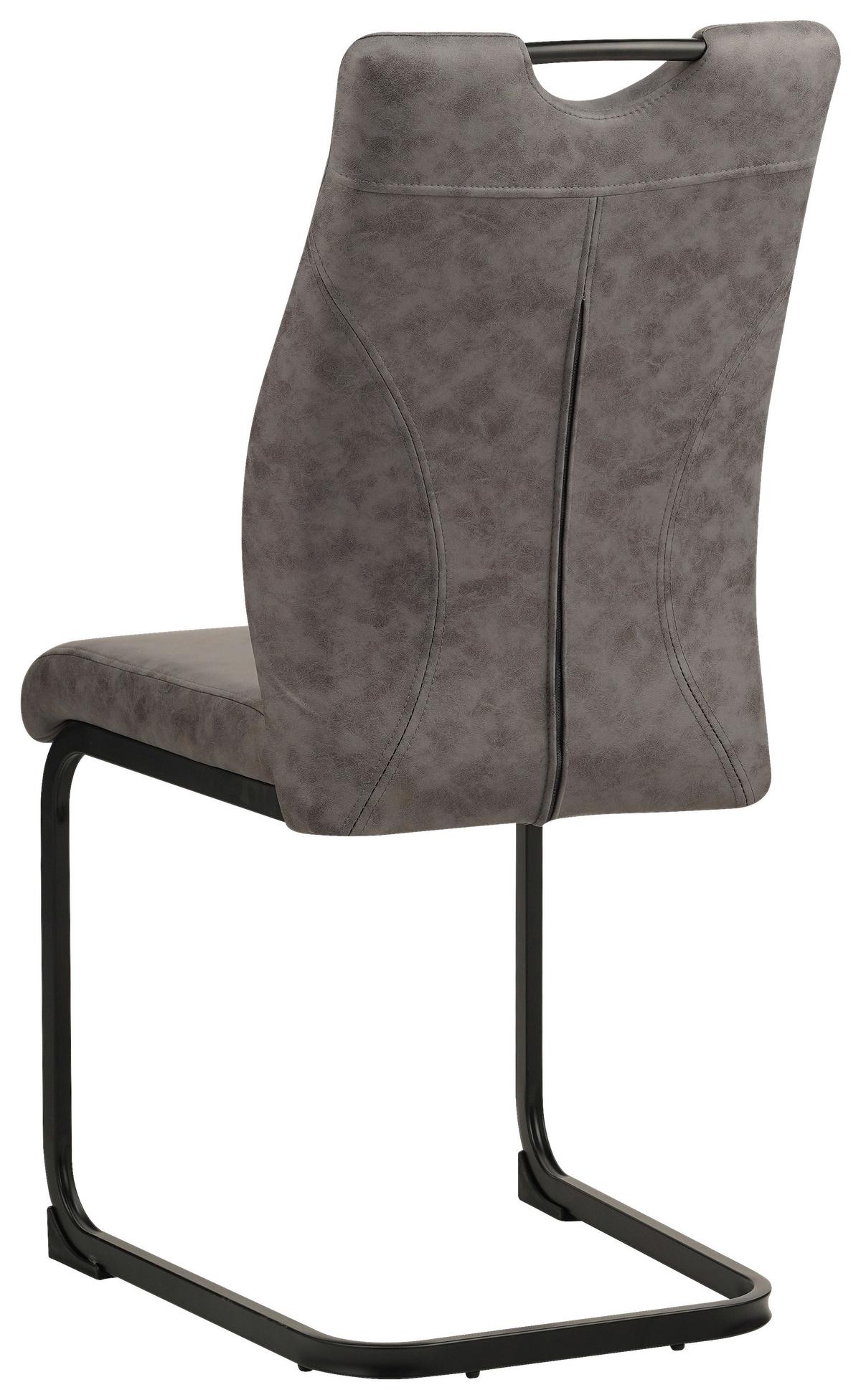 KRZESŁO NA PŁOZIE KERMIT - czarny/szary, Design, metal/tkanina (43/97/57cm) - Xora