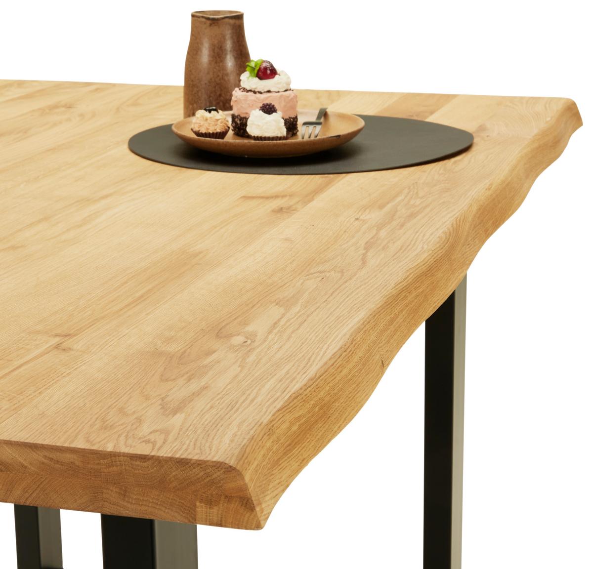 Masa CANU - culoare lemn stejar/negru, Modern, lemn/metal (140/90/75cm) - Zandiara