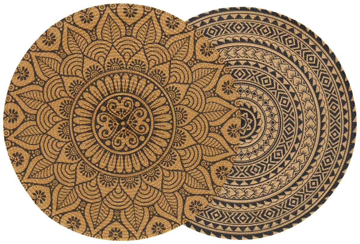 Tischset Leila Braun/Schwarz diversen Designs - Schwarz/Braun, Lifestyle, Textil (38cm)