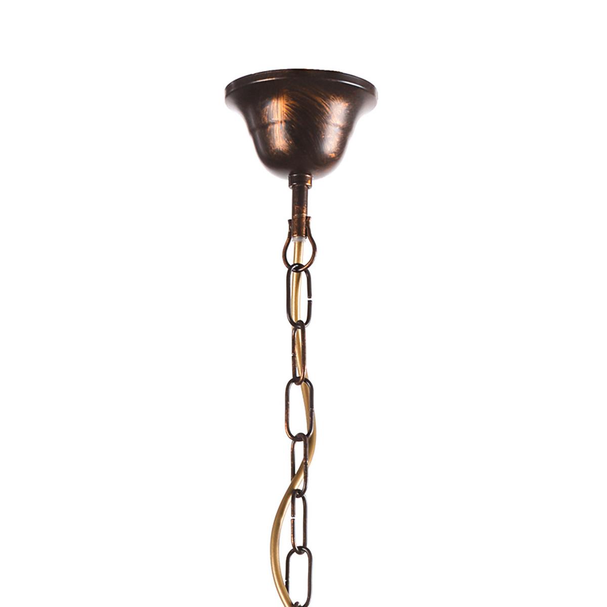 Hängeleuchte Miranda Bronze/Olivgrün max.  22 Watt - Bronzefarben/Olivgrün, Natur, Glas/Metall (80/45/110cm)