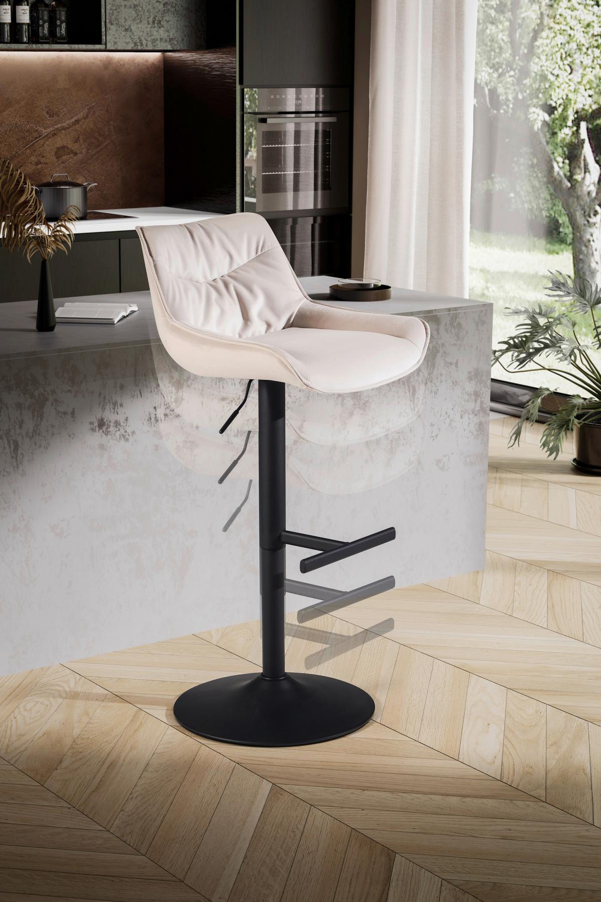 BARHOCKER WL7.004 - Beige/Schwarz, Design, Textil/Metall (45/106/55cm) - MID.YOU