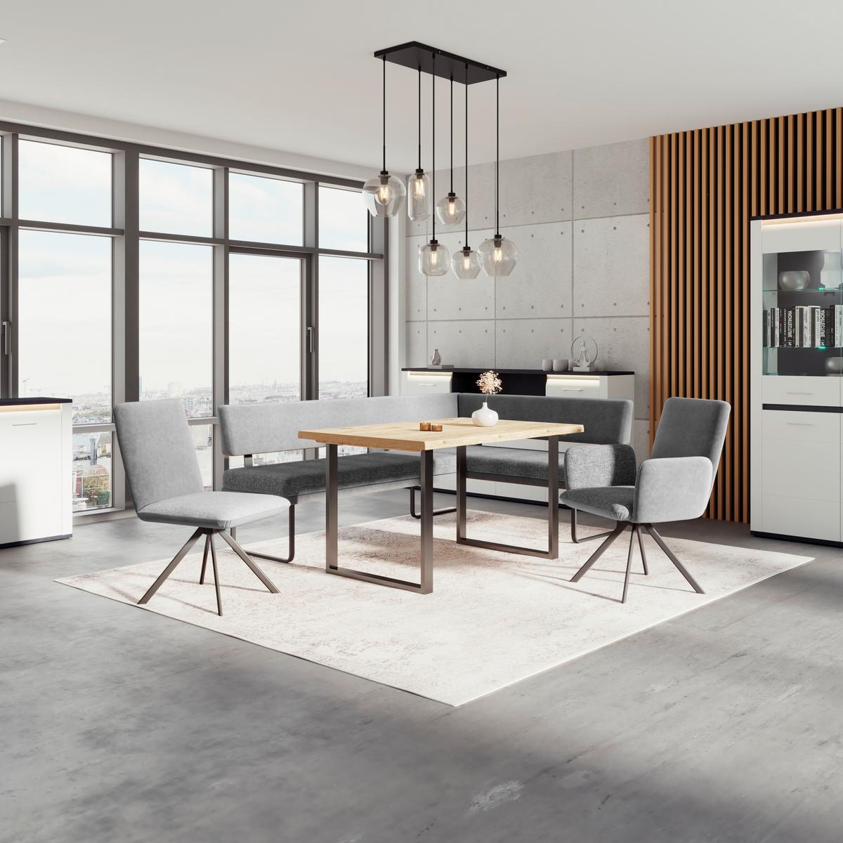 Masă WOOD 160 - culoare natur/negru, Konventionell, lemn/metal (160/75/90cm) - Modern Living