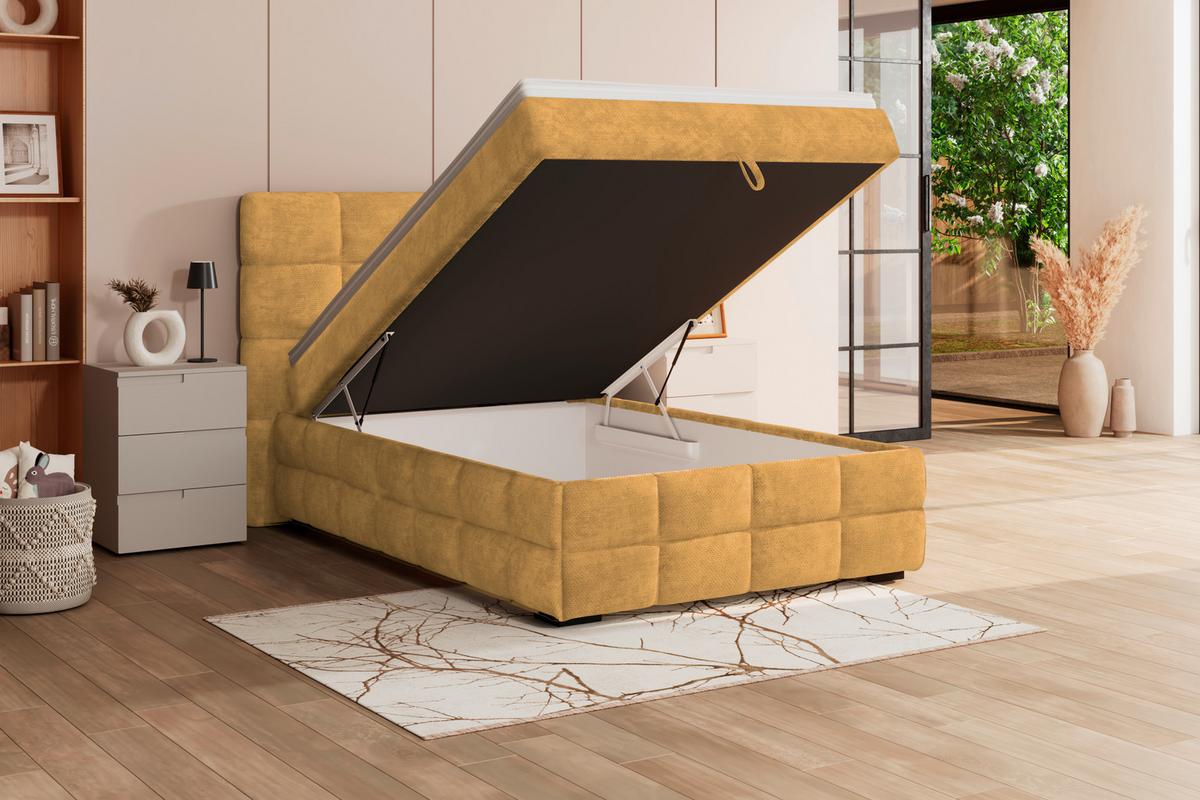 PAT BOX VEGA - auriu/verde, Trend, lemn/textil (140/200cm) - Modern Living