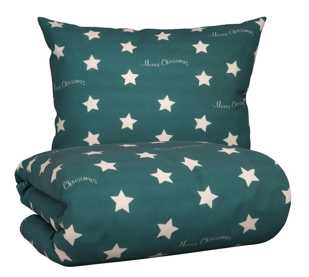 Bettwäsche Stars in Grün ca. 160x210cm - Grün, Konventionell, Textil (160/210cm) - Modern Living