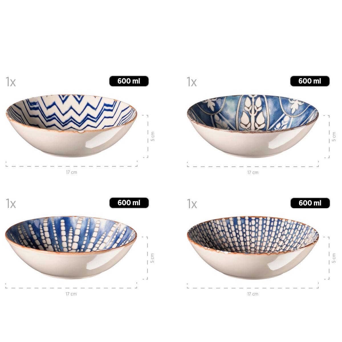 SALATSET 934018, BUNT, POSTSICHER - Blau/Weiss, Basics (36,5/36,5/31,5cm) - Mäser