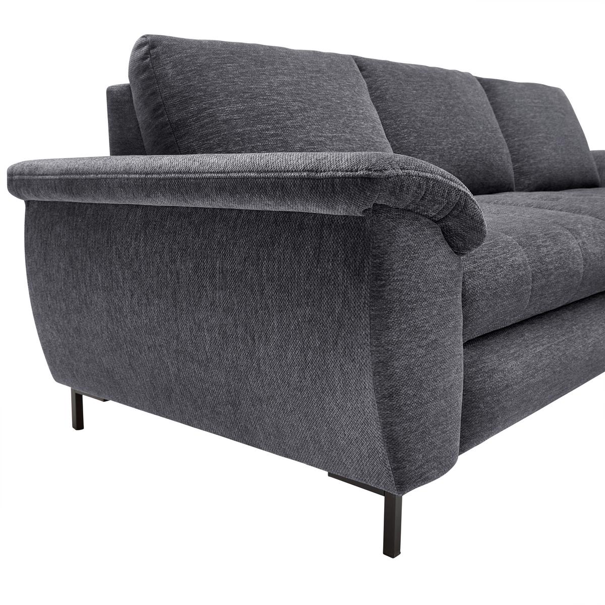 Ecksofa Focus L Grau Chenille - Schwarz/Grau, KONVENTIONELL, Holz/Textil (167/256cm) - Based