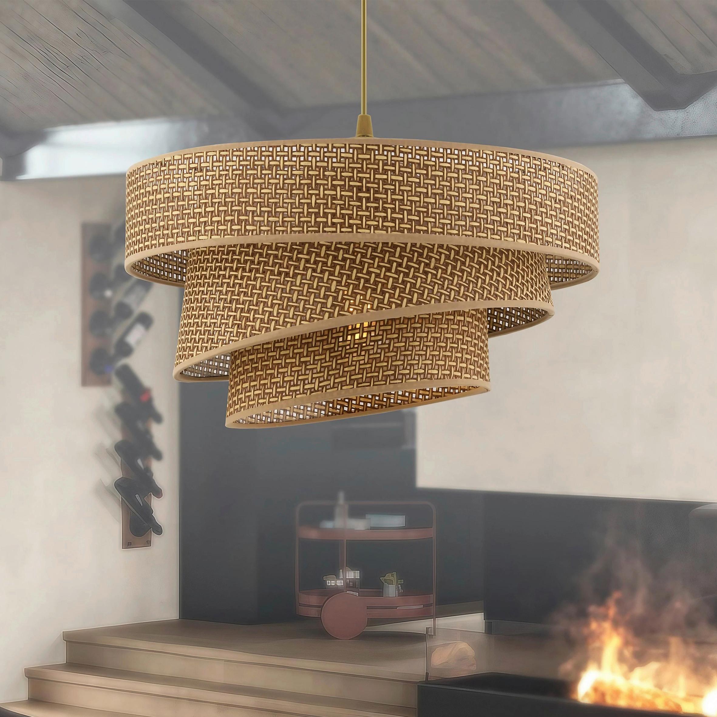 LAMPA WISZĄCA COUPER HAZERAN - BEIGE - beżowy, Design, metal/tkanina (40/72cm) - P & B