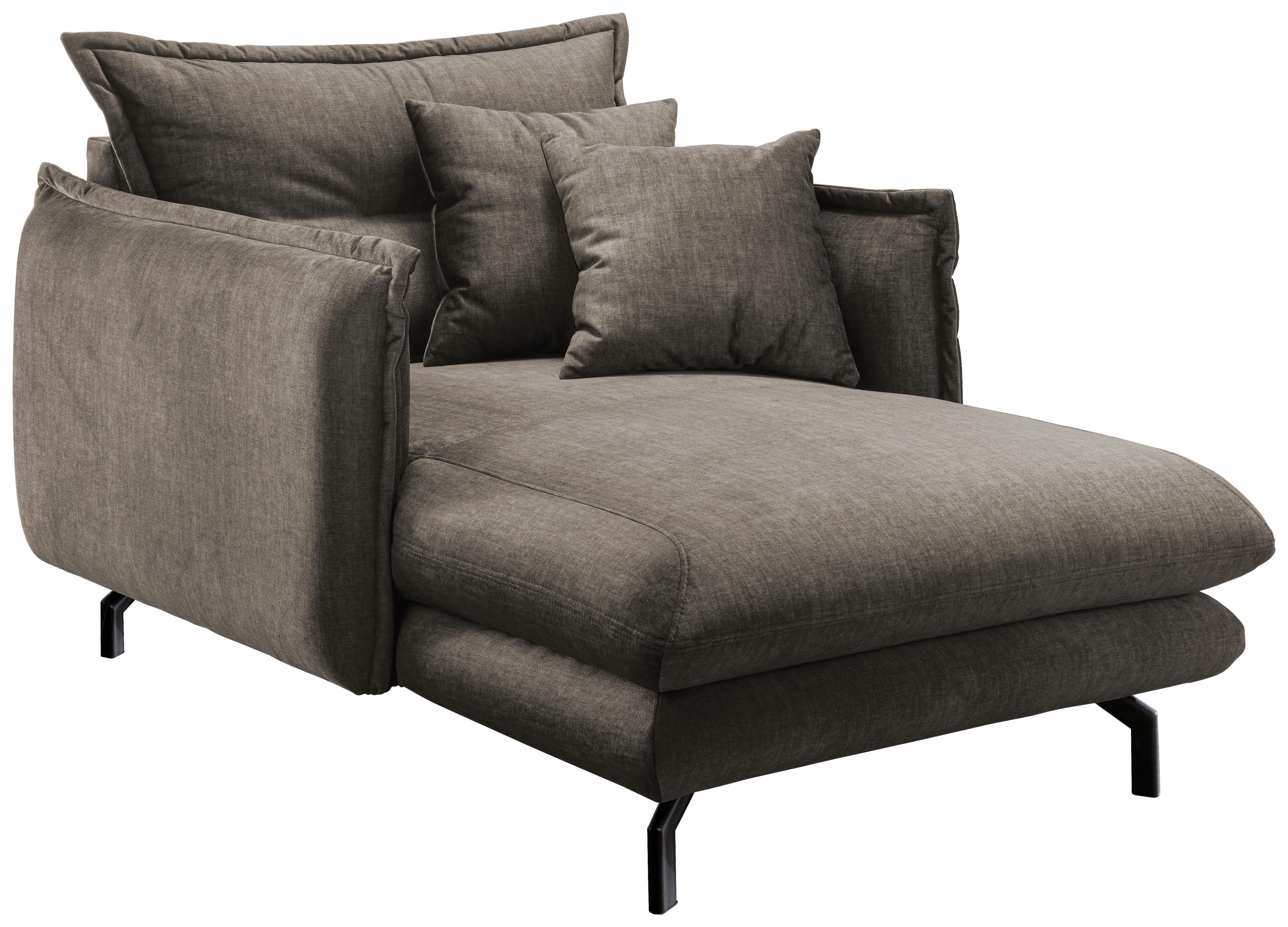 Relaxsessel Lava Braun Velours - Schwarz/Braun, MODERN, Textil/Metall (111/101/167cm) - Livetastic