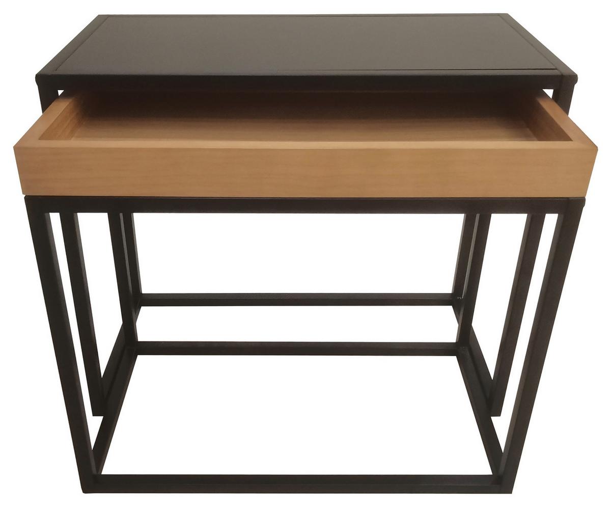 Masă auxiliară Mirella - maro/negru, Modern, lemn/metal (60-46/50-47/33-30cm) - Modern Living
