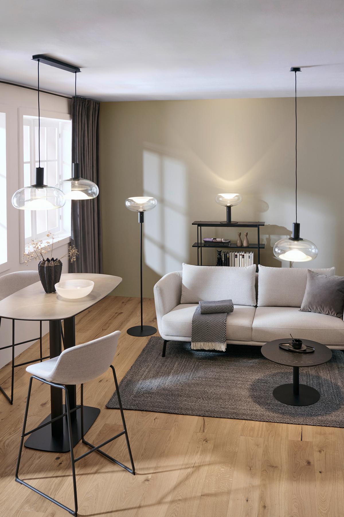 LAMPA WISZĄCA LUNE *DK* - czarny, Design, metal/szkło (98,5/37/183cm) - Dieter Knoll