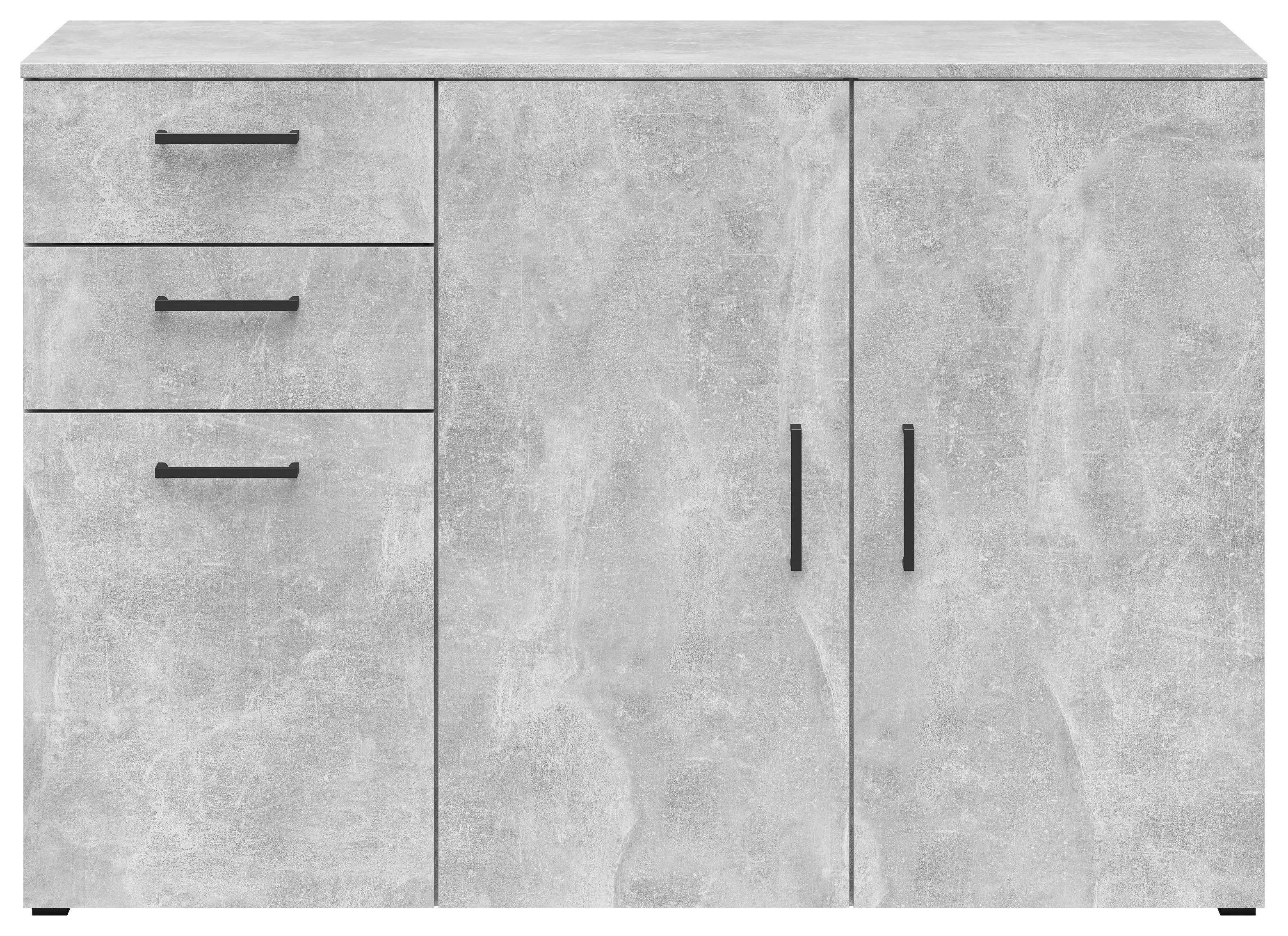 Kommode Multistauraum Betonoptik - Anthrazit/Schwarz, MODERN, Holzwerkstoff/Kunststoff (120/83/40cm) - Mömax