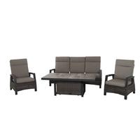 Loungegarnitur Corido Grau - Grau, Basics, Keramik/Kunststoff (72/206/103cm) - Siena Garden