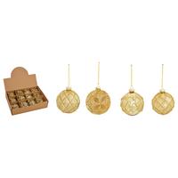 ZESTAW BOMBEK CHOINKOWYCH 10030781 - kolor złoty, Trend, szkło (8cm) - X-Mas