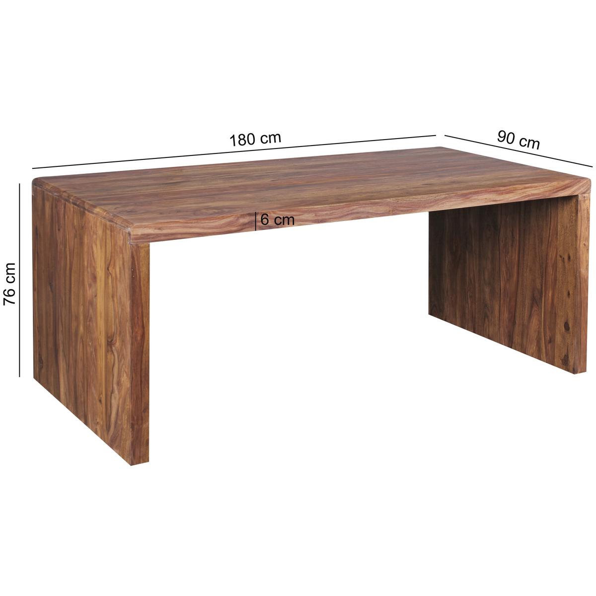 Pisalna Miza Mumbai, Pravi Les, 180x90cm - barve indijskega rožnega lesa, Design, les (180/90/76cm) - MID.YOU