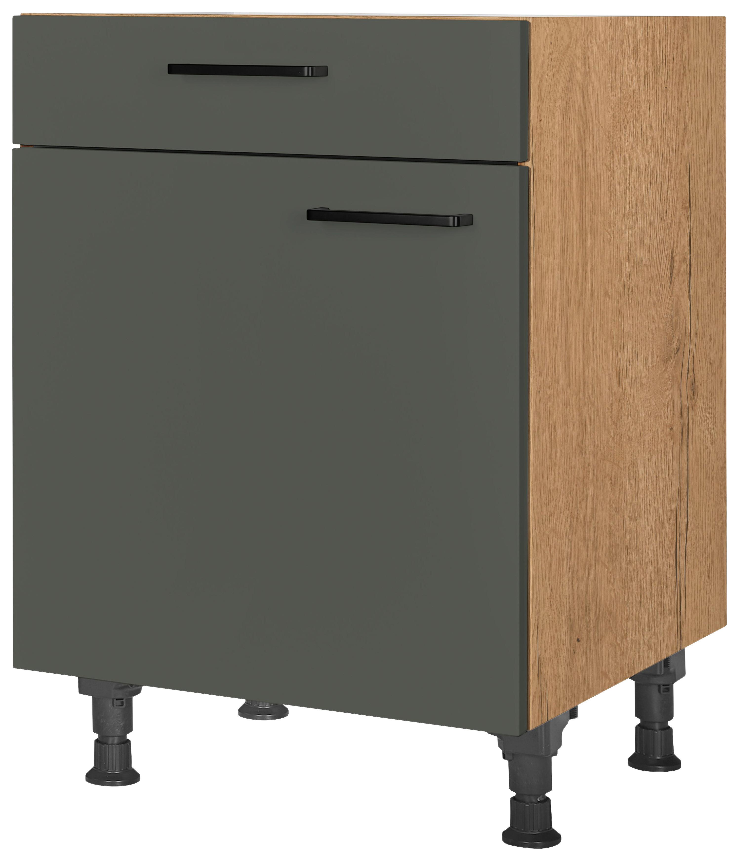 Schubkastenunterschrank Easytouch Grün - Eichefarben/Schwarz, MODERN, Holzwerkstoff/Metall (60/87/56cm) - Nobilia