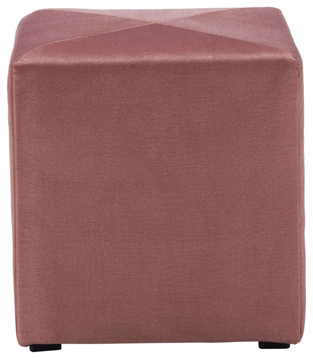 Hocker aus Samt in Rosa - Schwarz/Rosa, Kunststoff/Textil (40/42/40cm) - Mömax