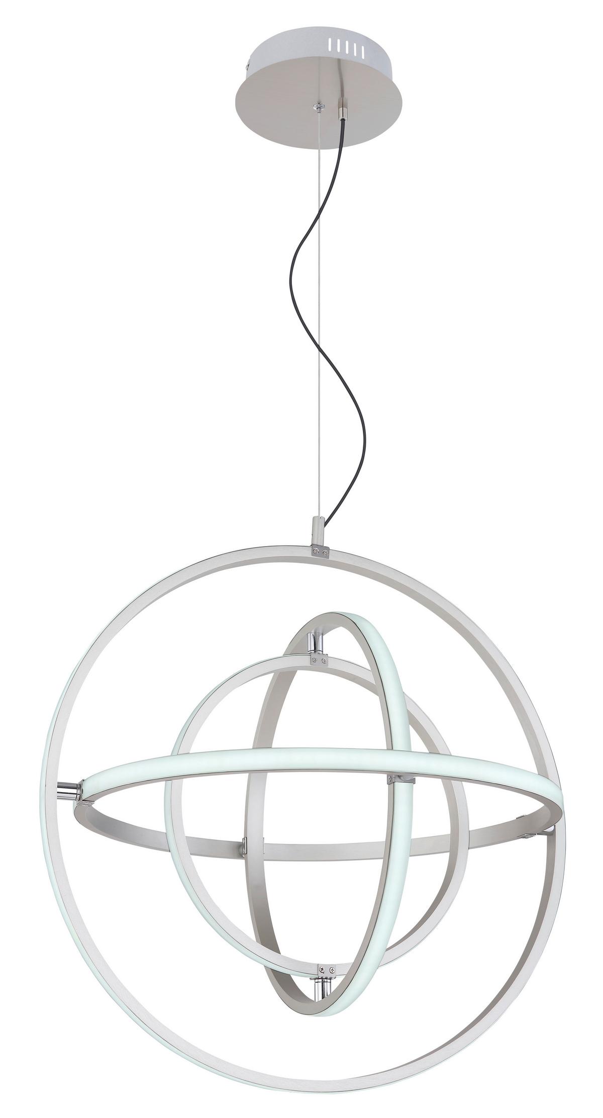 LED-HÄNGELEUCHTE KURUS D: 58 CM NICKEL-MATT - Opal/Nickelfarben, Basics, Kunststoff/Metall (58/150cm) - Globo