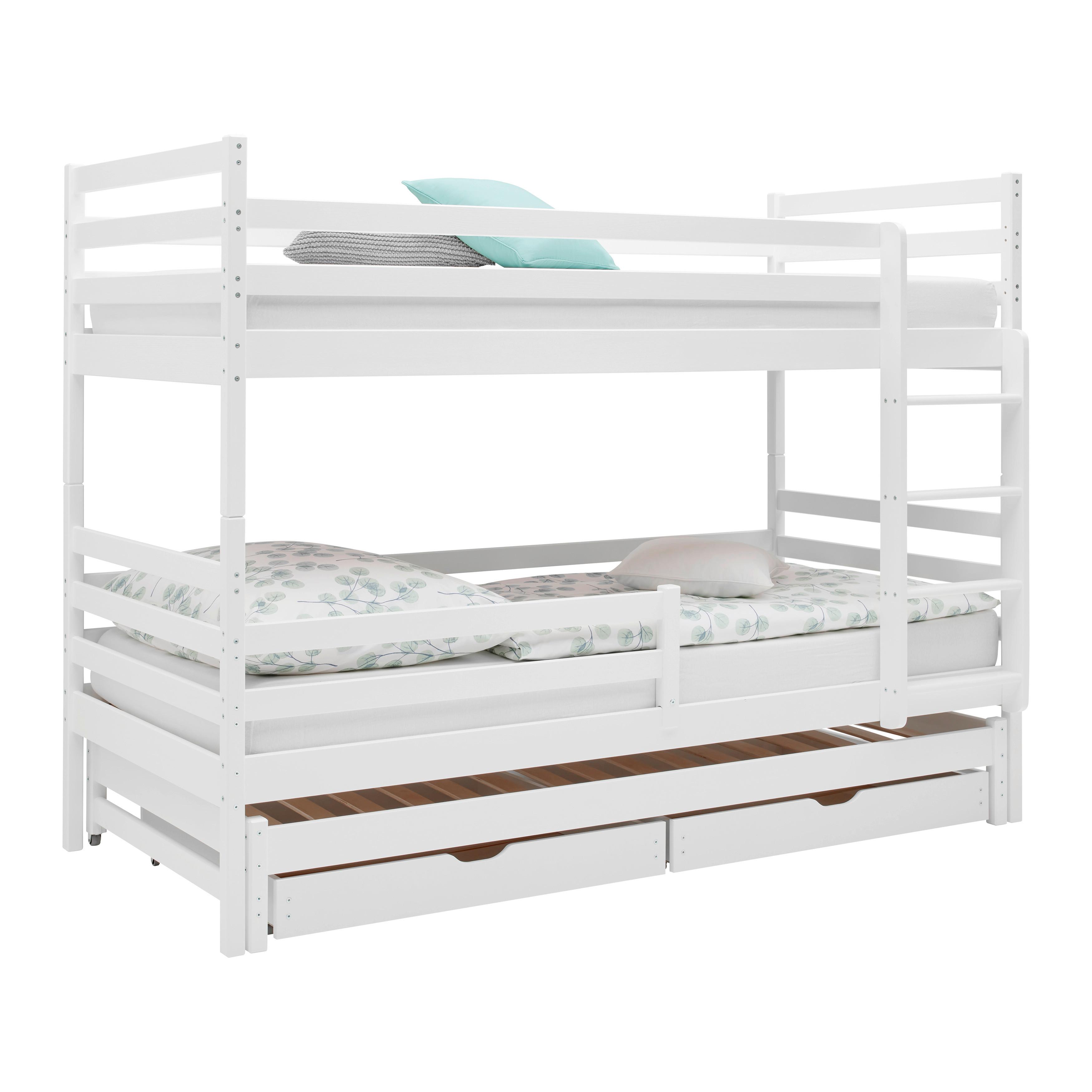 Etagenbett Mila Weiß ca. 90x200cm - Birkefarben/Weiß, Holz (90/200cm) - Mömax