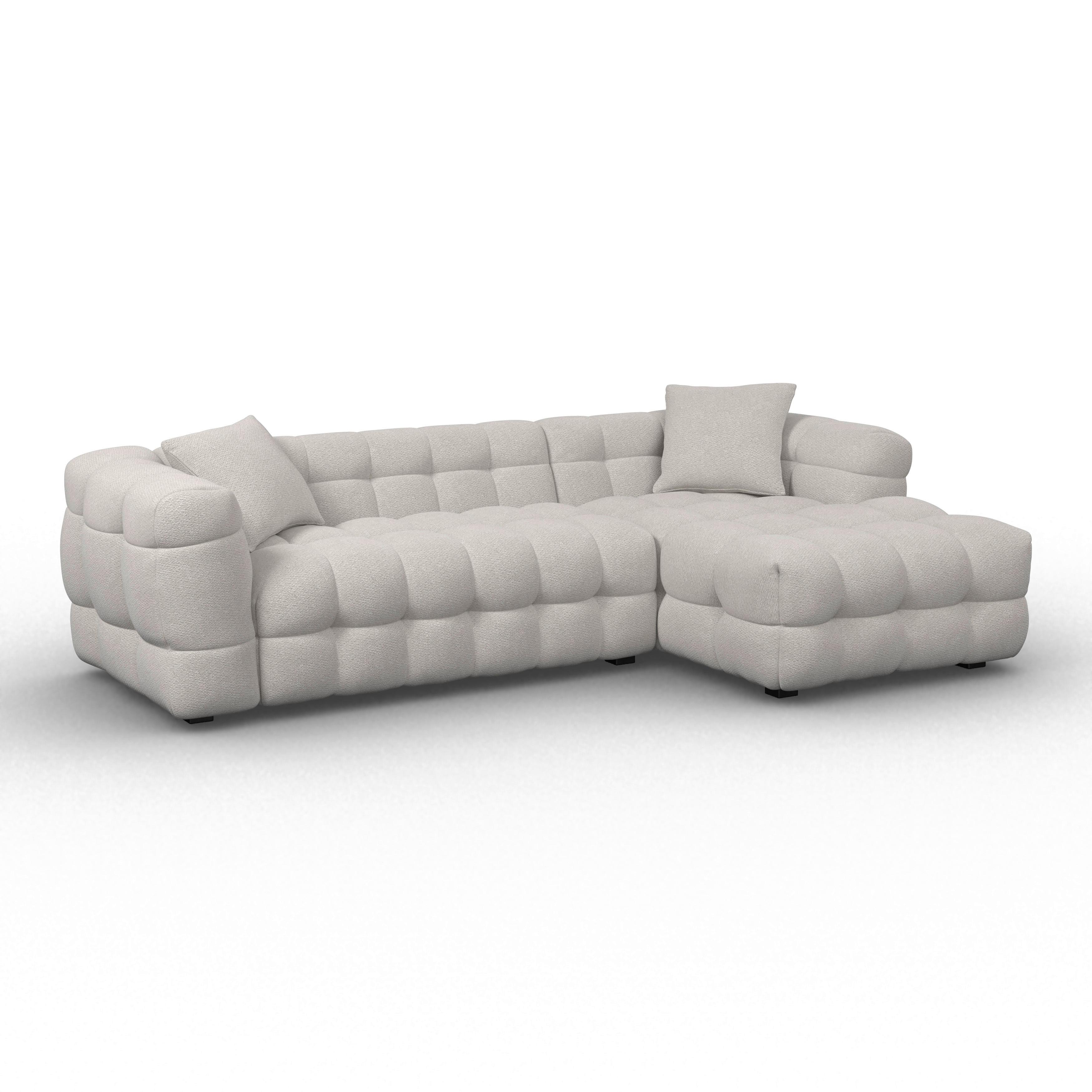 Wohnlandschaft Magda Bouclé Greige - Greige/Beige, MODERN, Holz/Kunststoff (268/157cm) - Bessagi Home