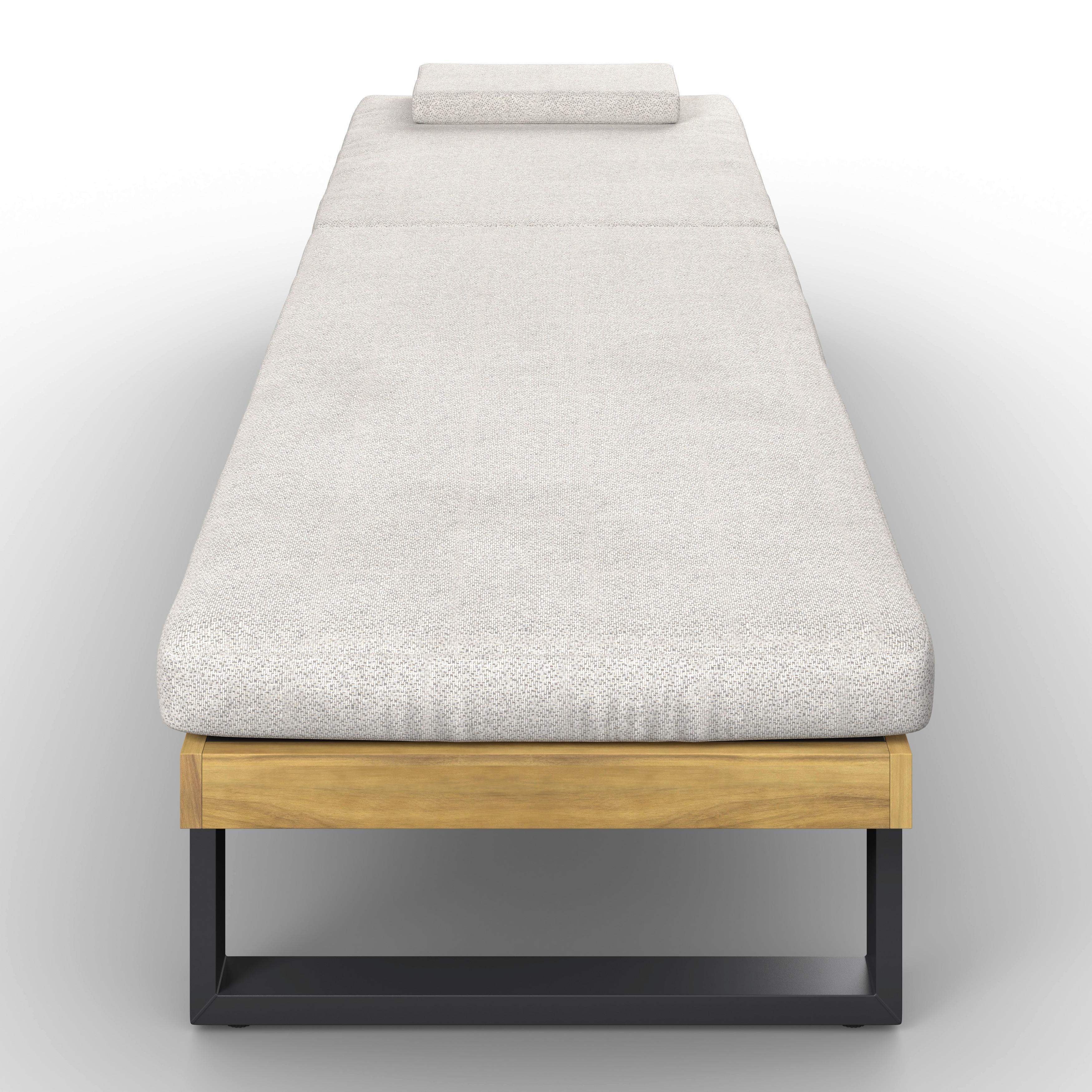 Șezlong Elenyi - crem/gri, Modern, lemn/metal (65/95/200cm) - Bessagi Garden