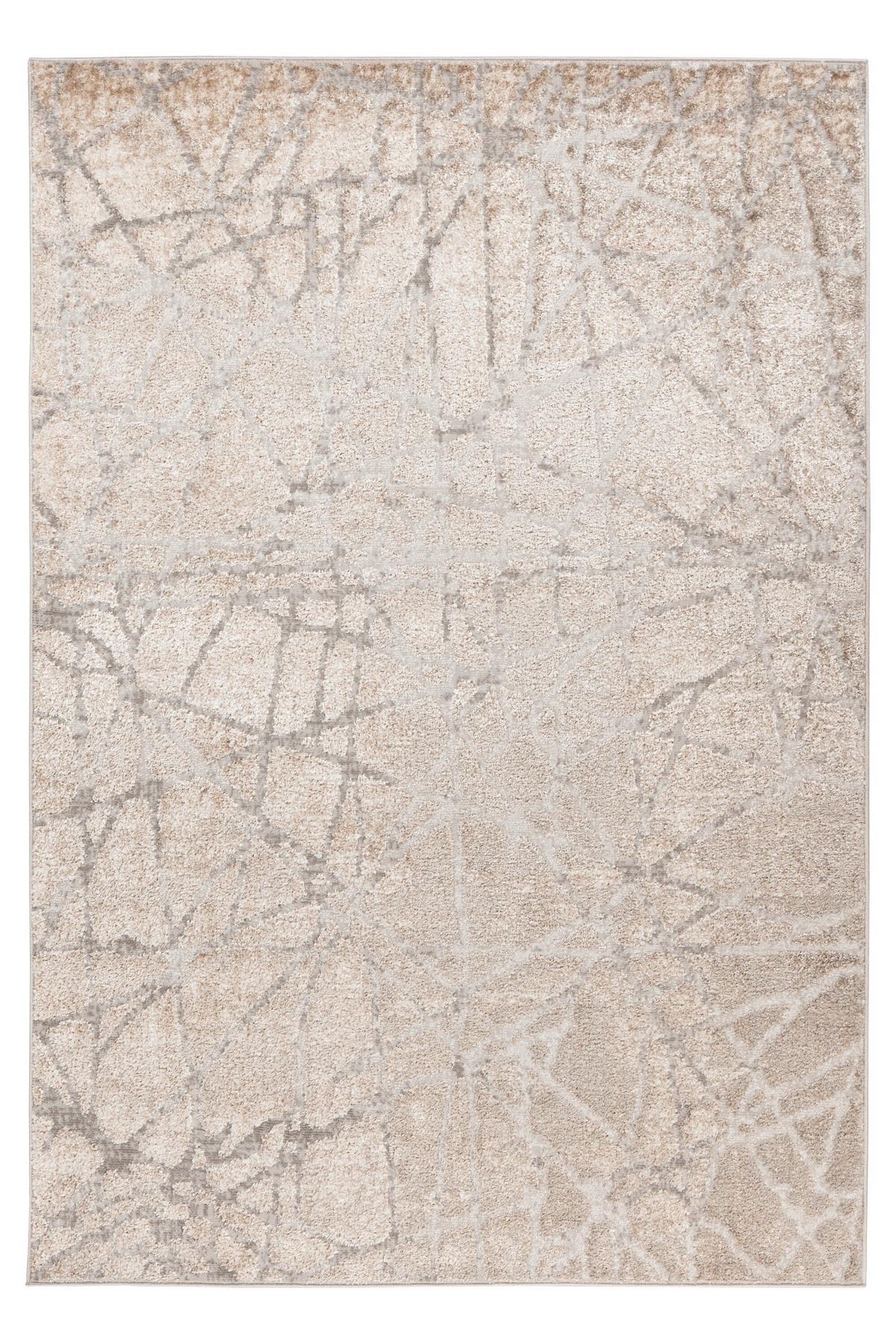 FLACHWEBETEPPICH CATCHER 125 SILBER/BEI 120X170 - Beige/Silberfarben, Basics, Textil (120/170cm) - Kayoom