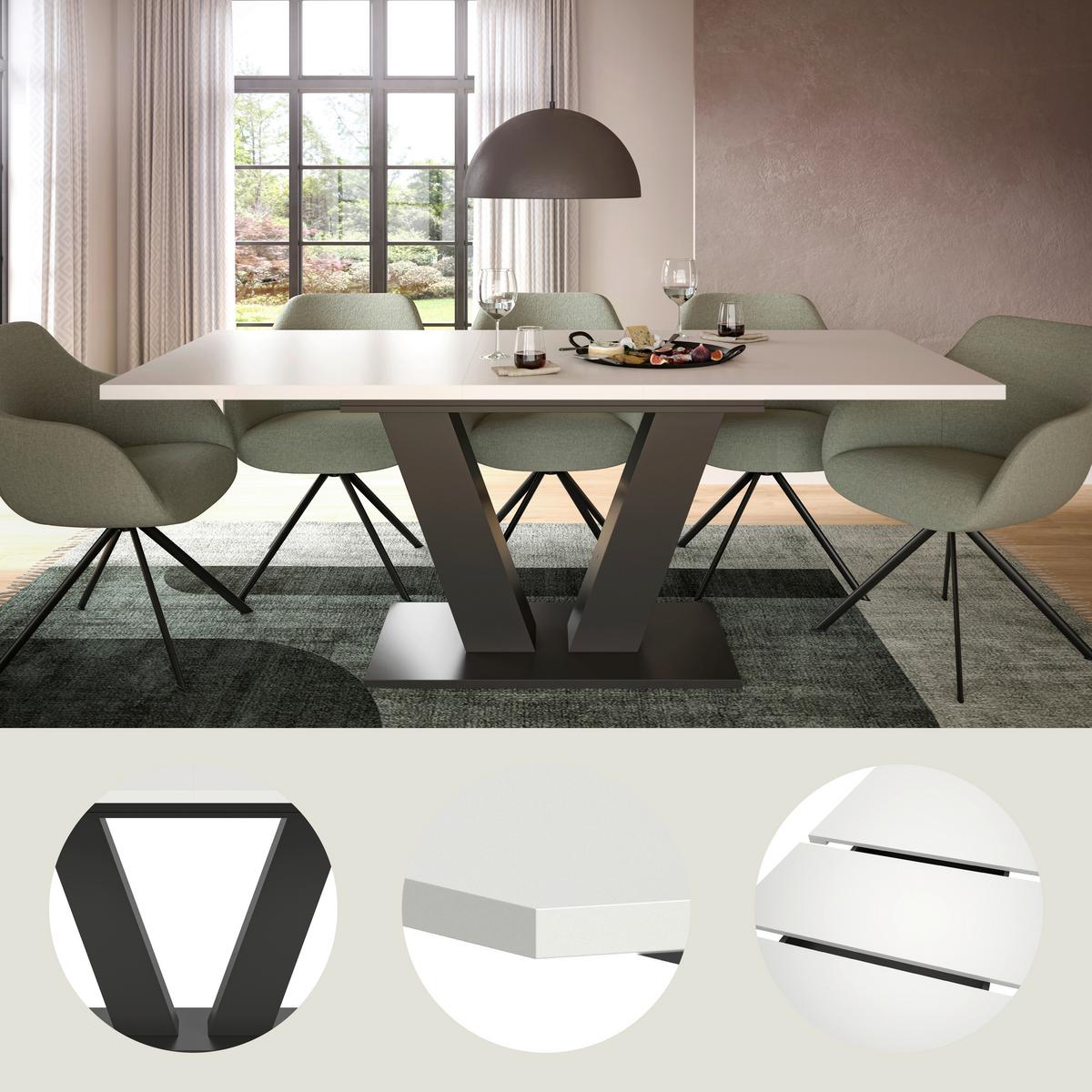 ESSTISCH MARLON V 150 AZ - Weiss, Trend, Holzwerkstoff (150-190/90cm) - MID.YOU