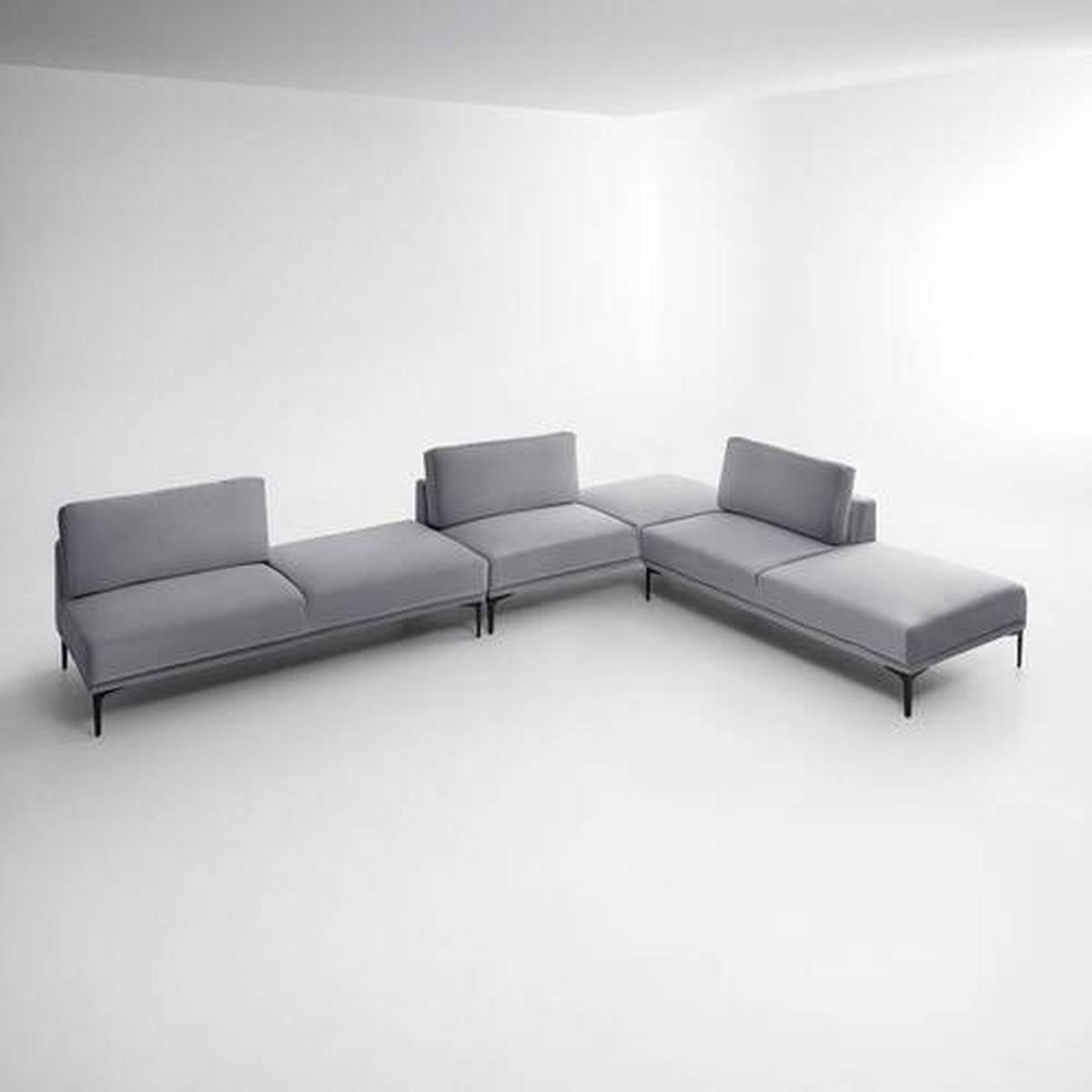 Sofa Tessa Grau Samt - Schwarz/Grau, MODERN, Textil/Metall (180,5/82,5/88,5cm) - Bessagi Home