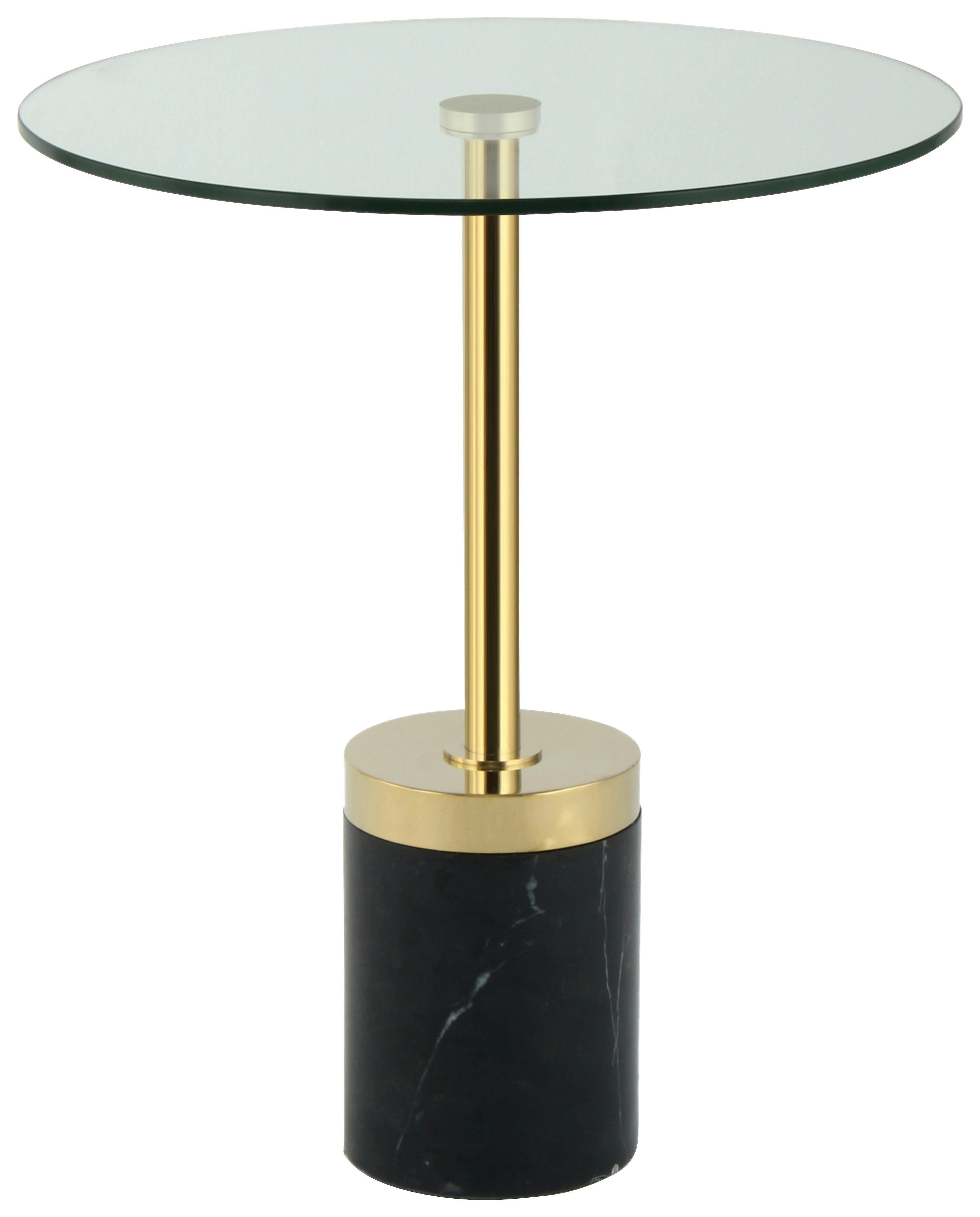 BEISTELLTISCH LANA 125 GOLD / SCHWARZ - Goldfarben/Schwarz, Design, Glas/Stein (46/46/53cm) - Kayoom