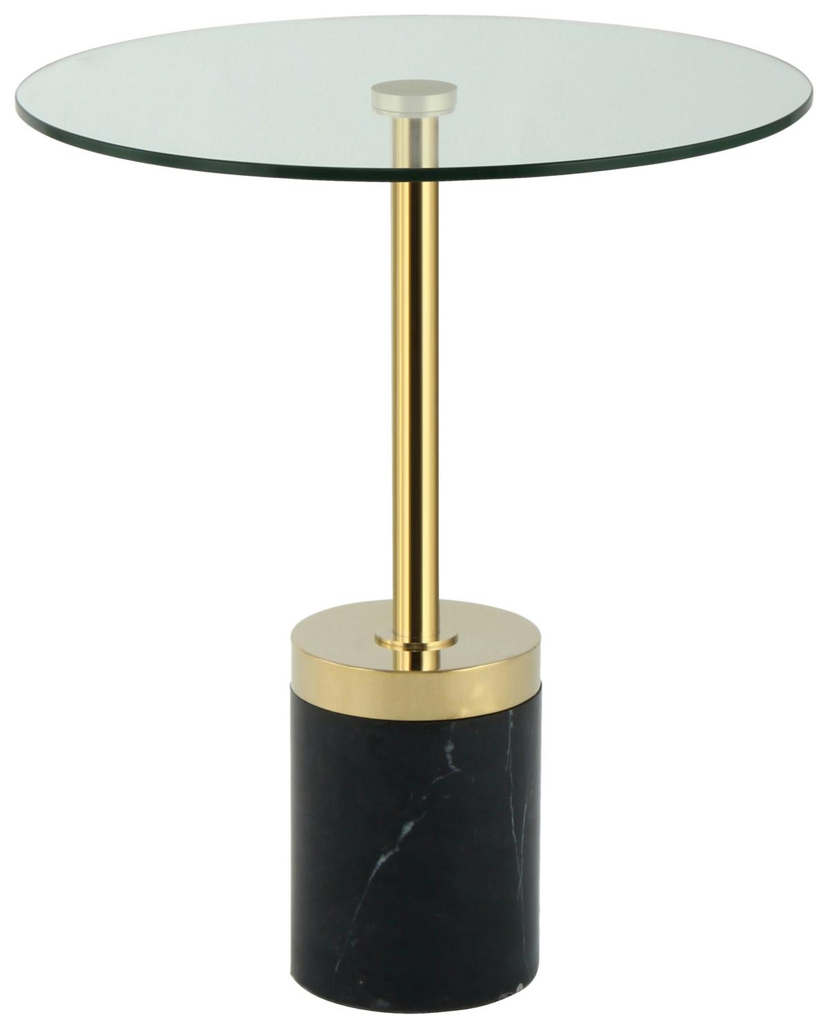 BEISTELLTISCH LANA 125 GOLD / SCHWARZ - Goldfarben/Schwarz, Design, Glas/Stein (46/46/53cm) - Kayoom