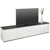 Comodă joasă MUNDI - alb lucios intens/antracit, Modern, material pe bază de lemn (240/51/45cm) - Premium Living
